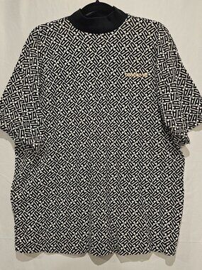 Adidas Women's Allover Print Tee Black White Short Sleeve T Shirt Size M